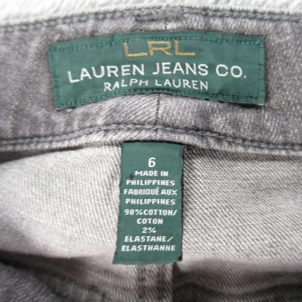 LRL Lauren Jeans Heritage Jeans Women 6 Gray Zip Mid Rise Stretch Straight 29x30